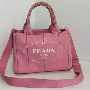 💯Authentic Prada  Canapa Pink Tote Bag🍀